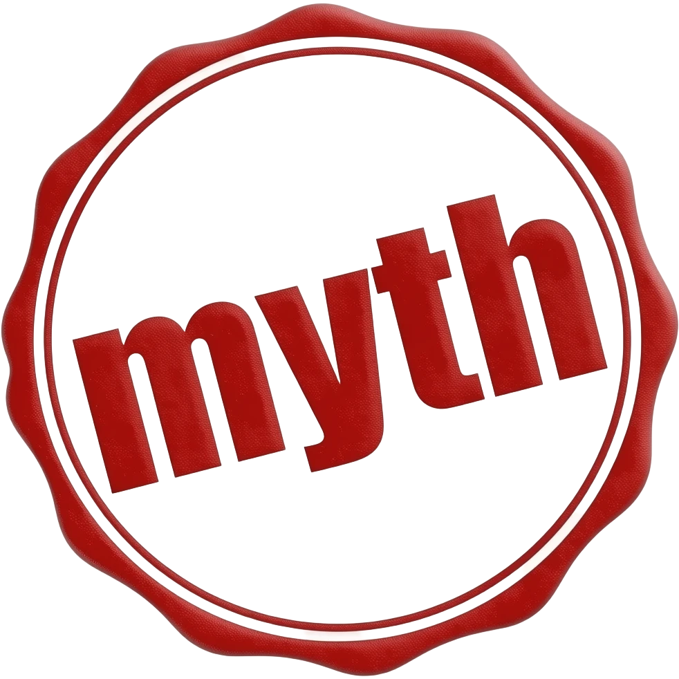 The stamp that printed the word ‘myth’ in red emoji