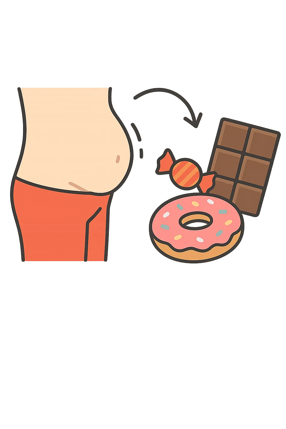 gonfiore addominale e voglia di dolci emoji