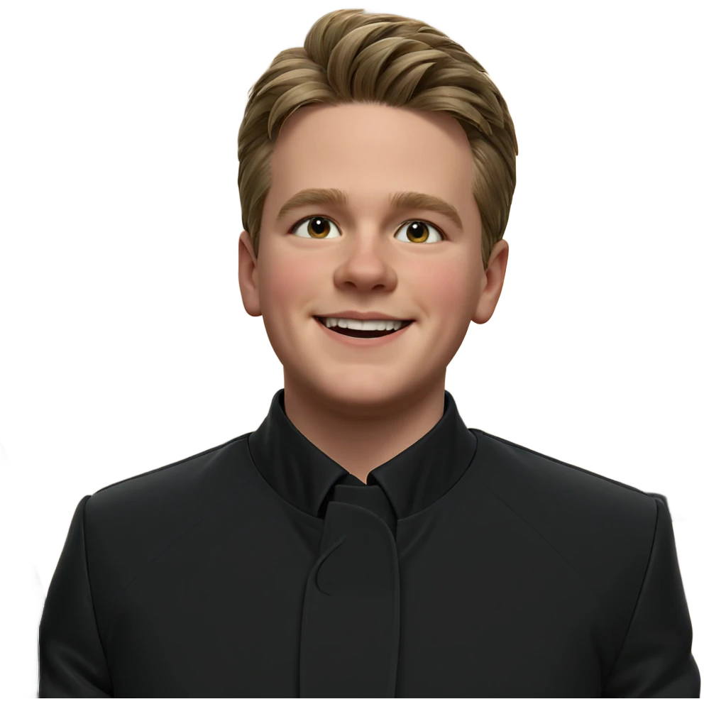 smiling boy in black jacket emoji
