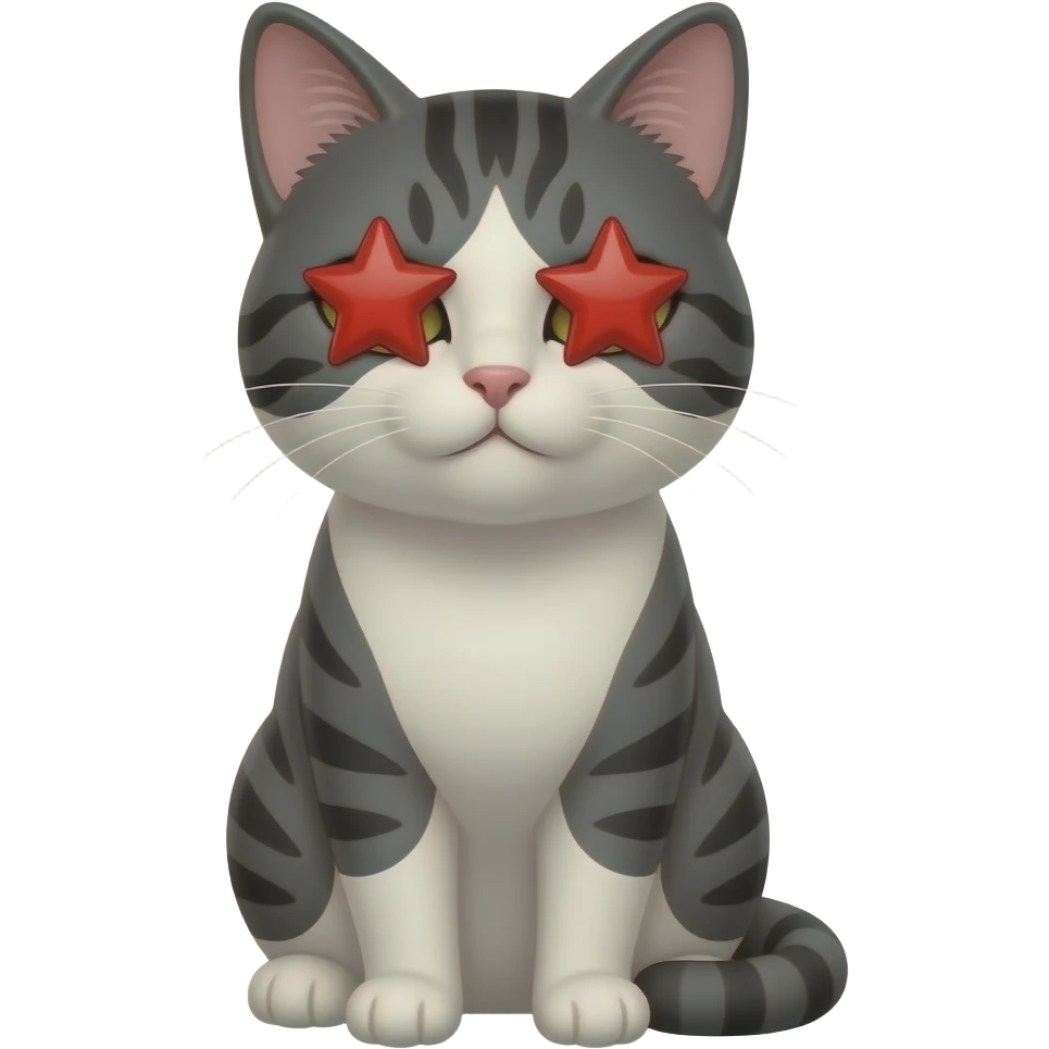 Gözlerinde kırmızı renkli yıldız olan kedi emoji