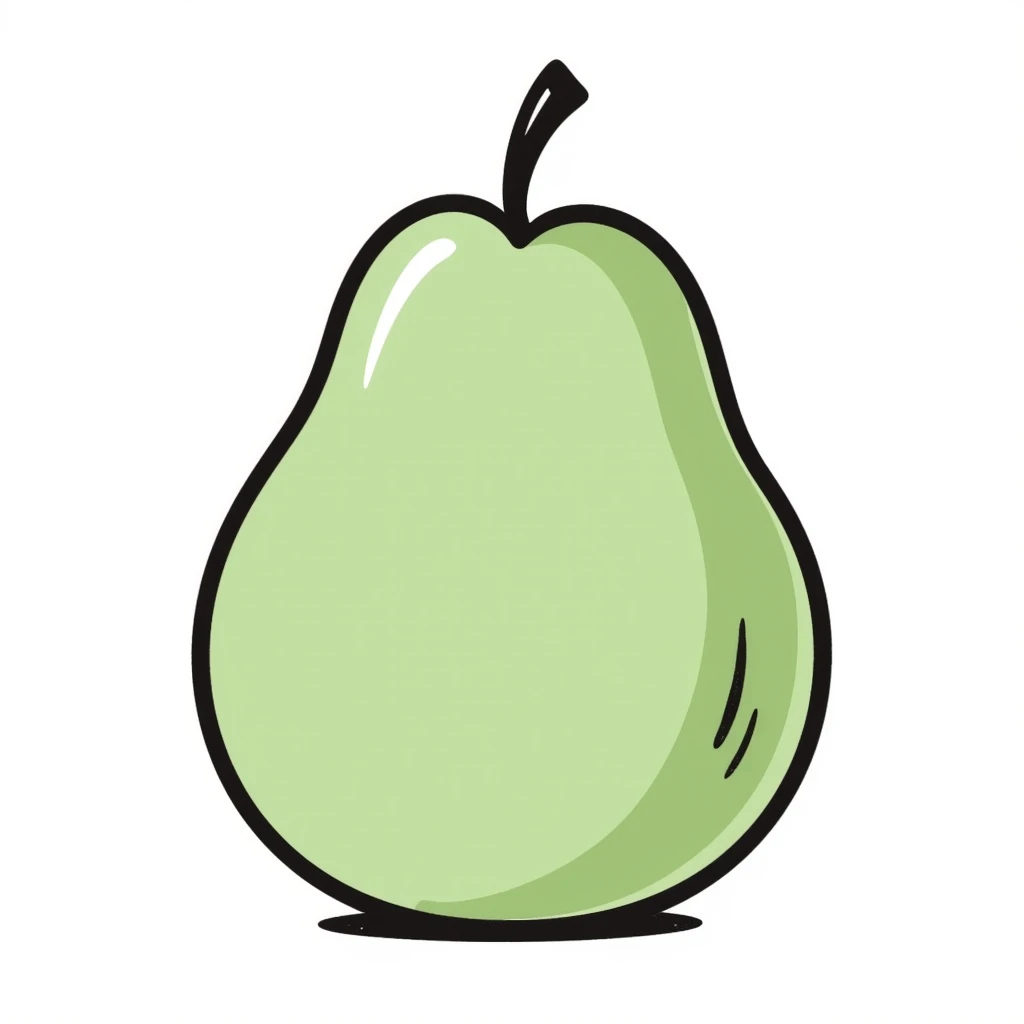 a green plum, hand-drawn doodle style emoji