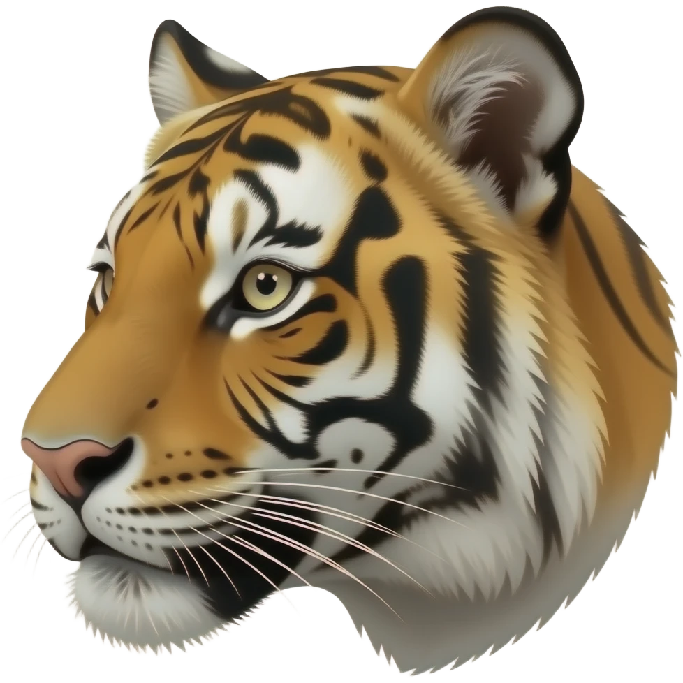 Cool tiger head very realistic Turn sideways gray eyes But see white eyes emoji