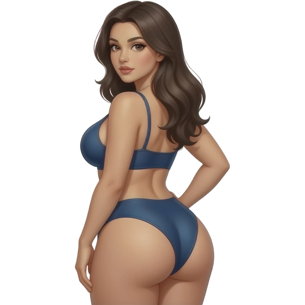 Pretty sexy girl w/ Big booty n boobs  looking  back emoji