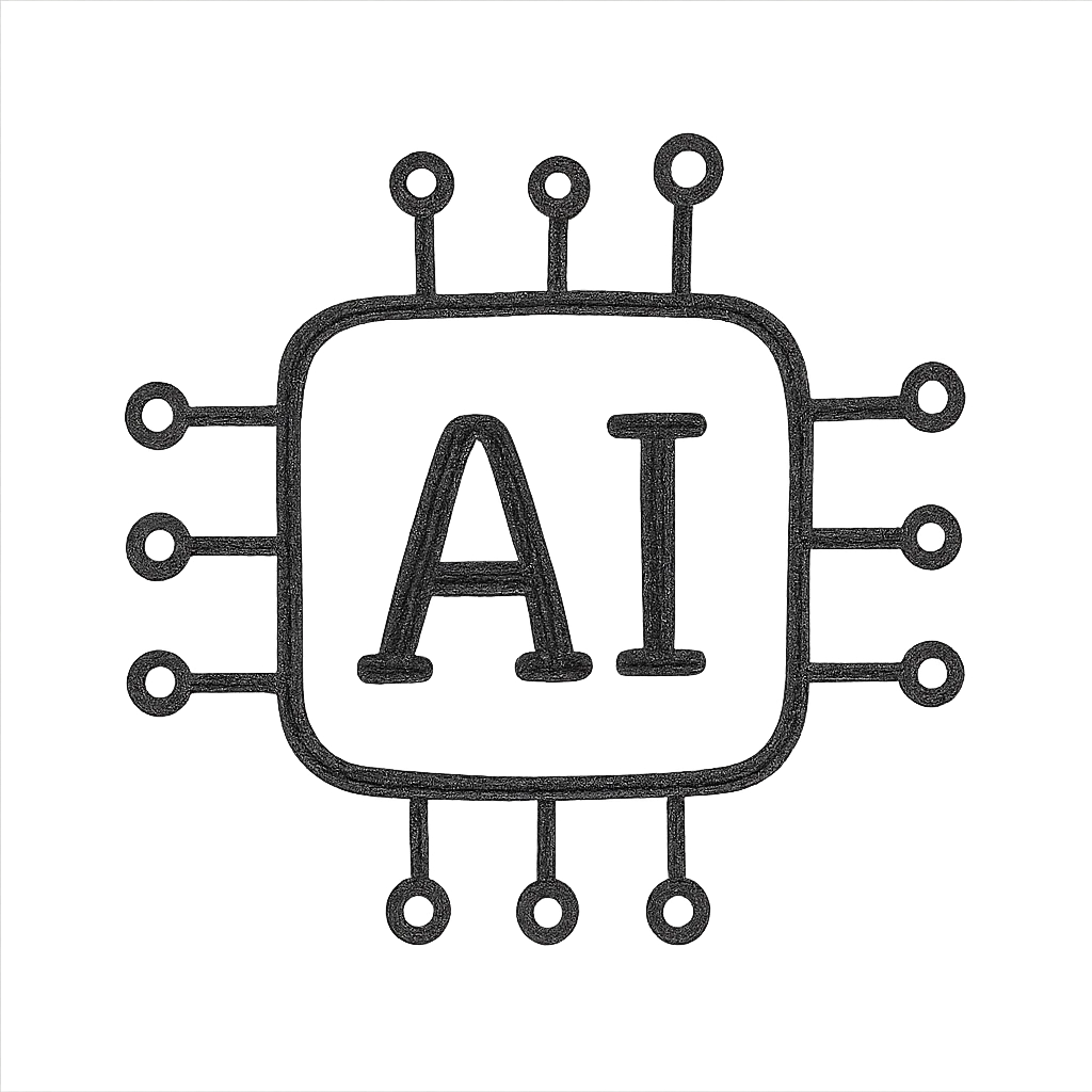 AI icon, hand-drawn outlined style emoji