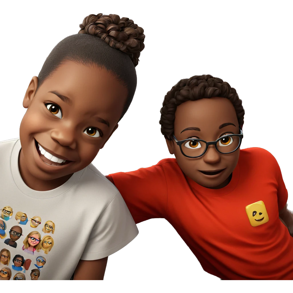 happy friends with glasses emoji