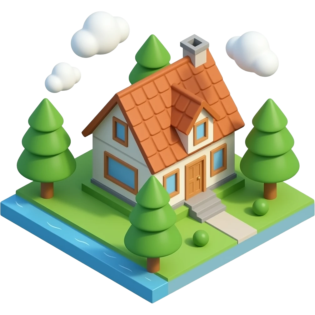 Lakeside house emoji 3d png no background emoji