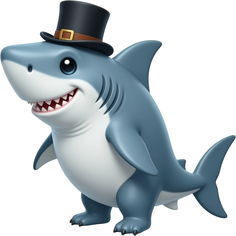 Shark with a top hat emoji