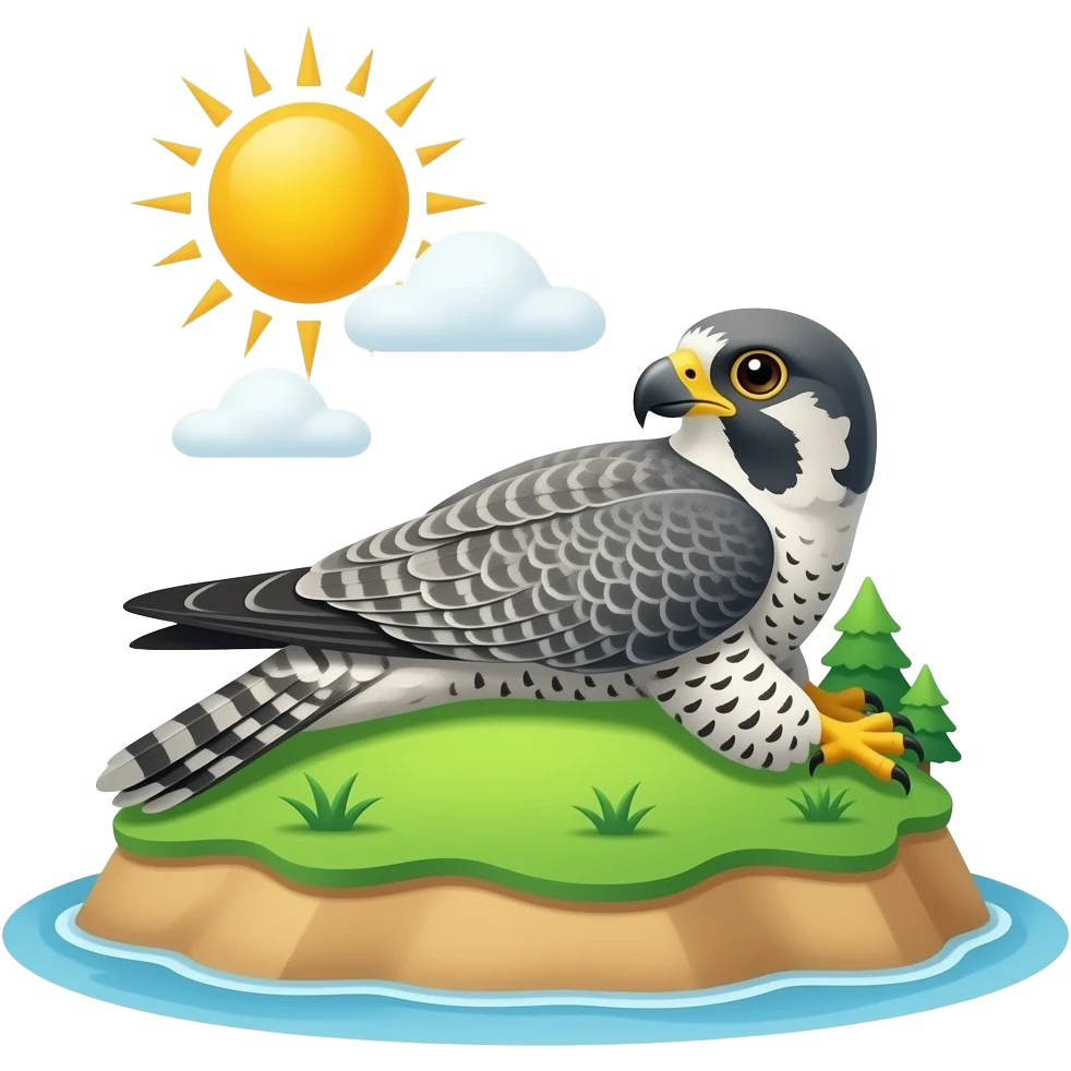 falcon sunbathing on an island emoji