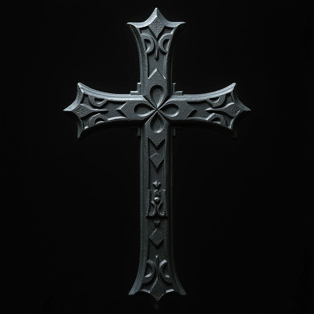 realistic gothic cross, black iron, dramatic lighting, photorealistic style emoji