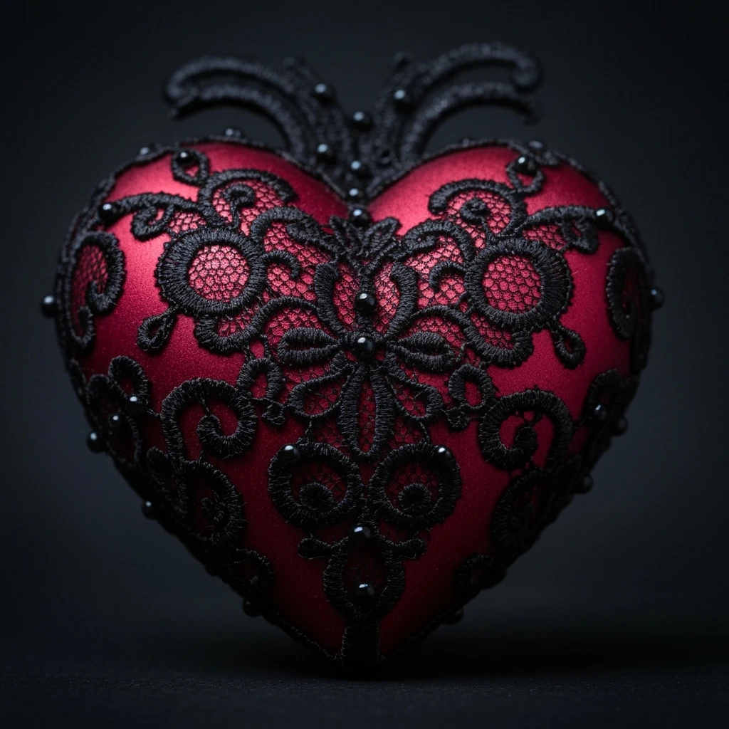 gothic heart with black lace emoji
