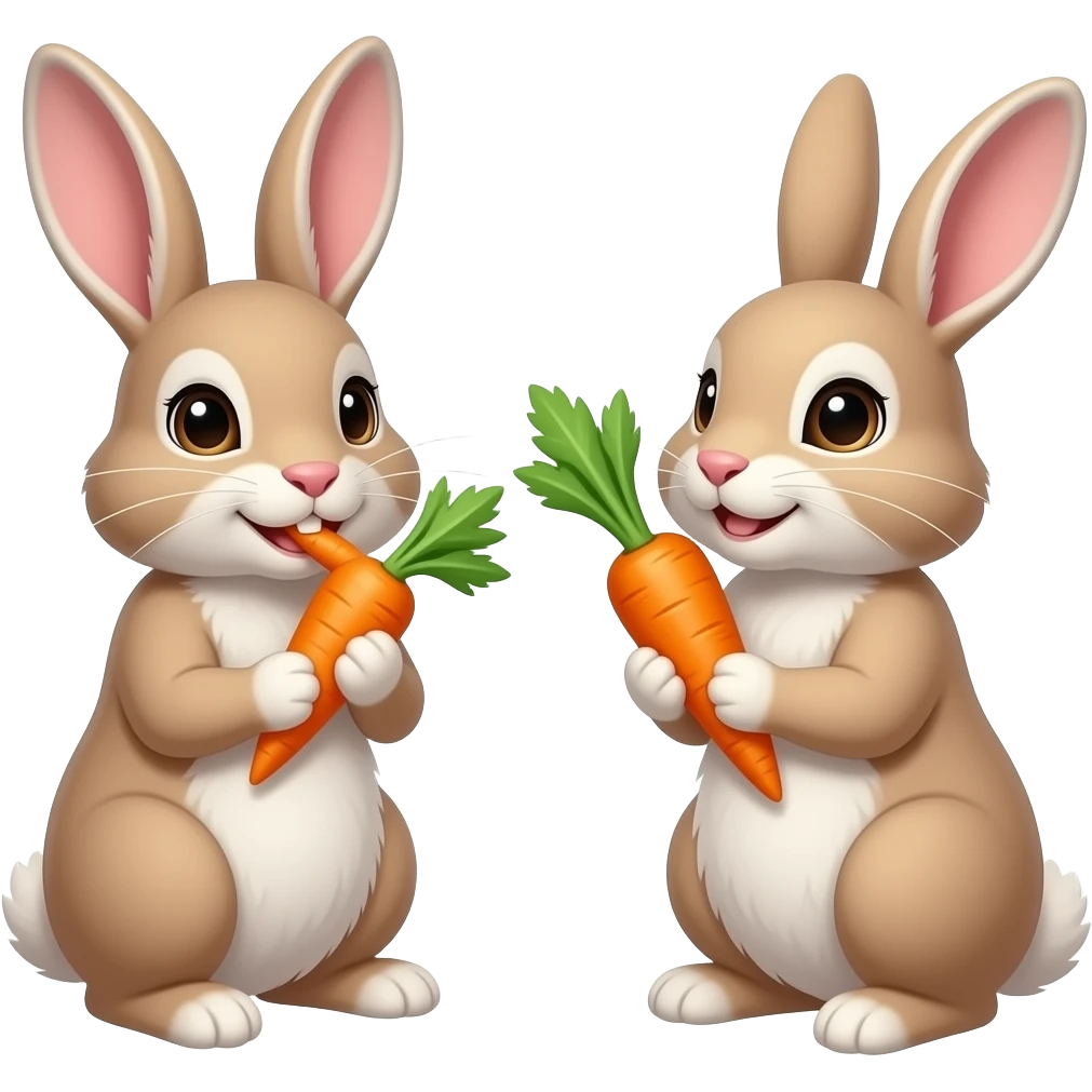 Rabbits eat carrots emoji