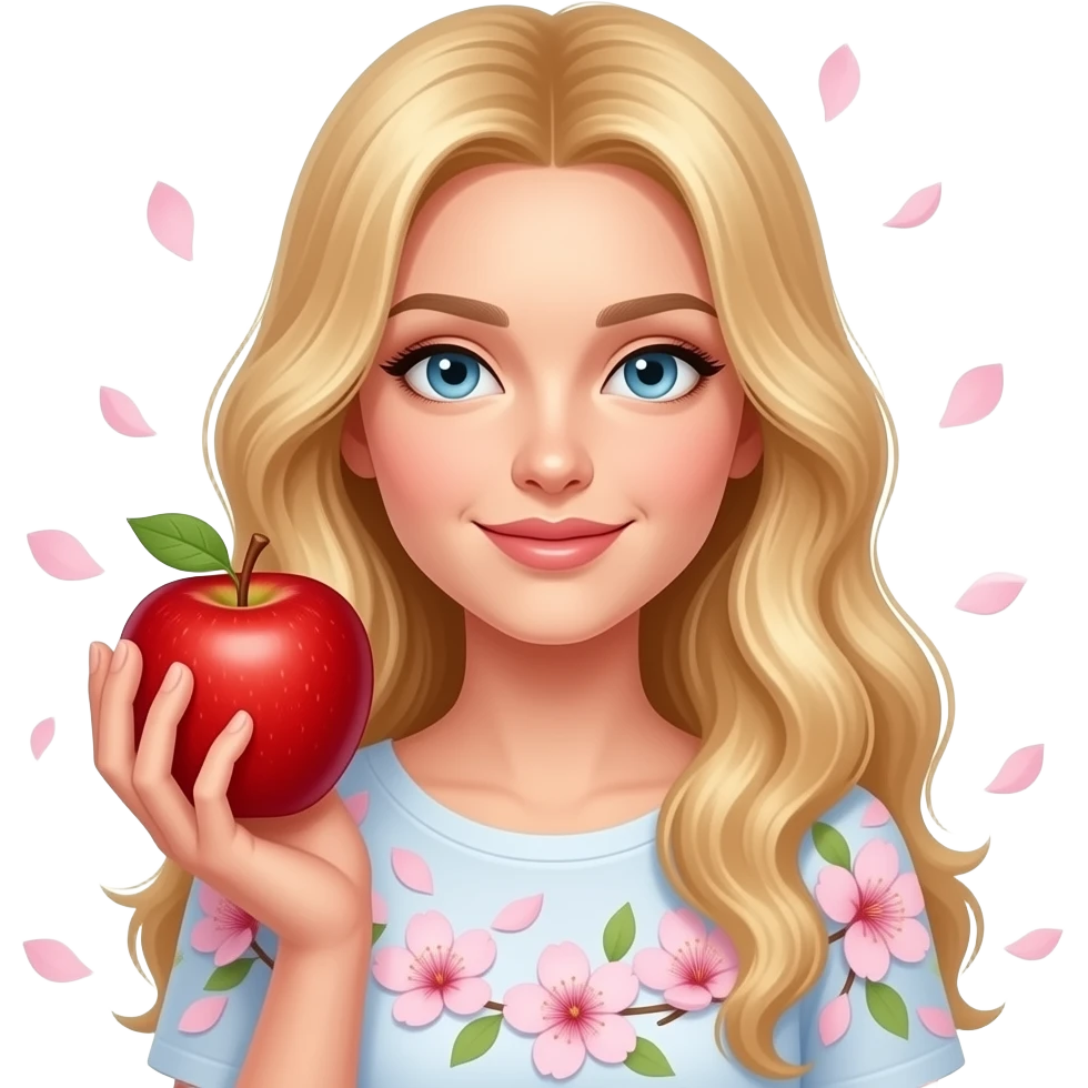 blonde haired cherry blossom woman apple emoji emoji