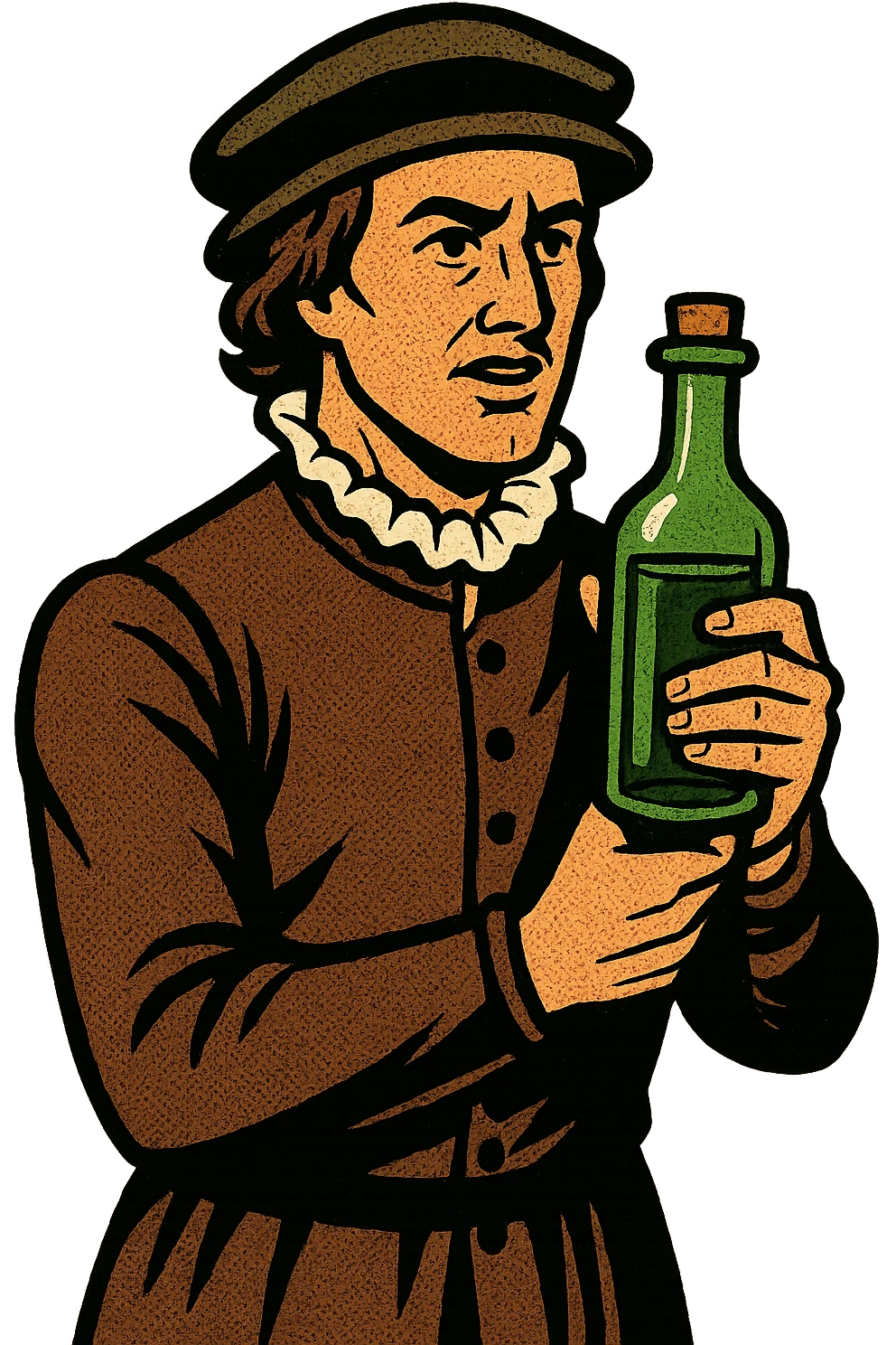 A male doctor from tudor england with his herbal medicine bottle emoji