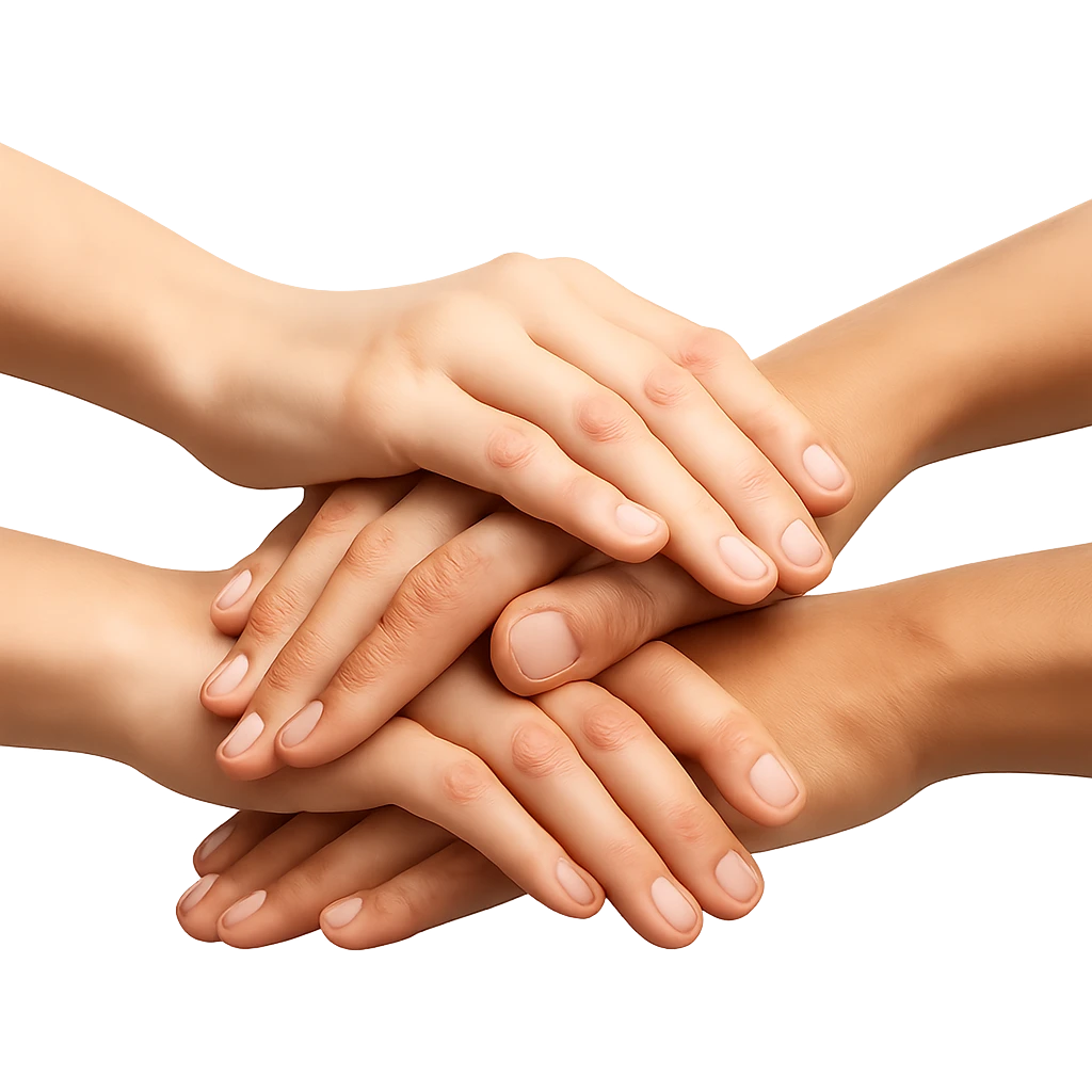 a handpile, several hands stacked together, clear and recognizable arrangement emoji