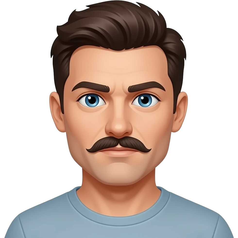 was a man of average height with dark brown hair and a pale complexion, often noted for his distinctive toothbrush mustache [25]. He possessed striking, pale blue eyes that many observers described as intense and hypnotic [3, 10]. emoji