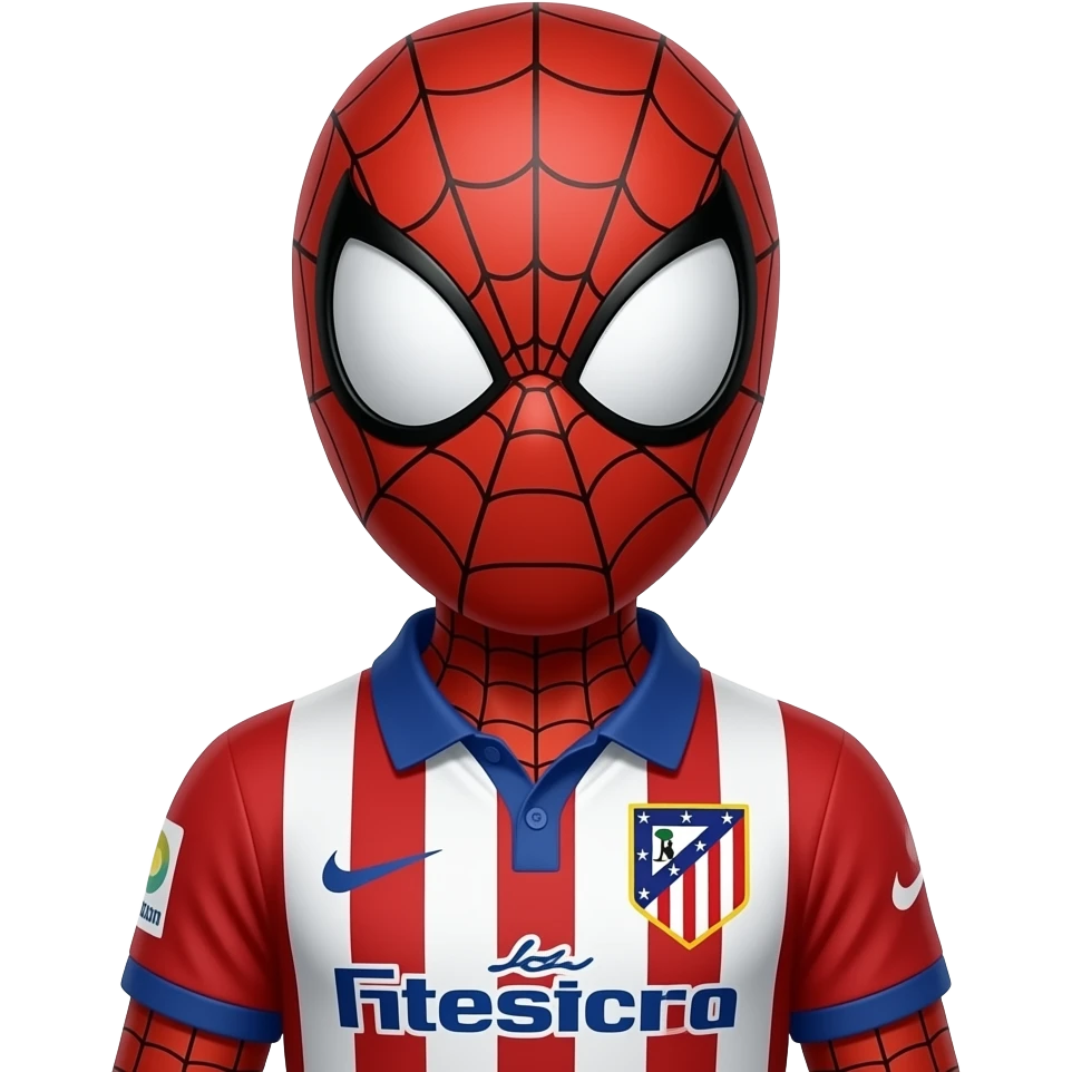 Una araña con forma de persona con la camiseta del Atletico de Madrid emoji