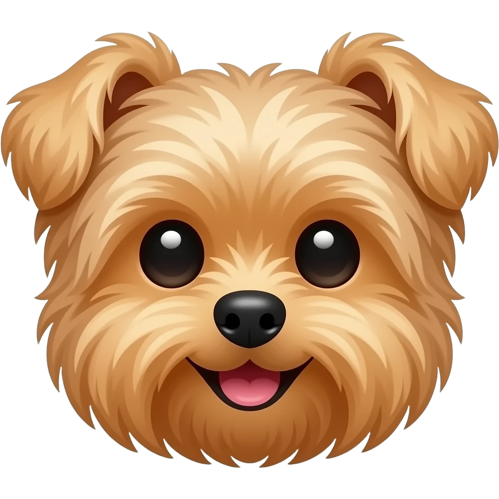 Droopy ear brown and tan yorkie happy face emoji