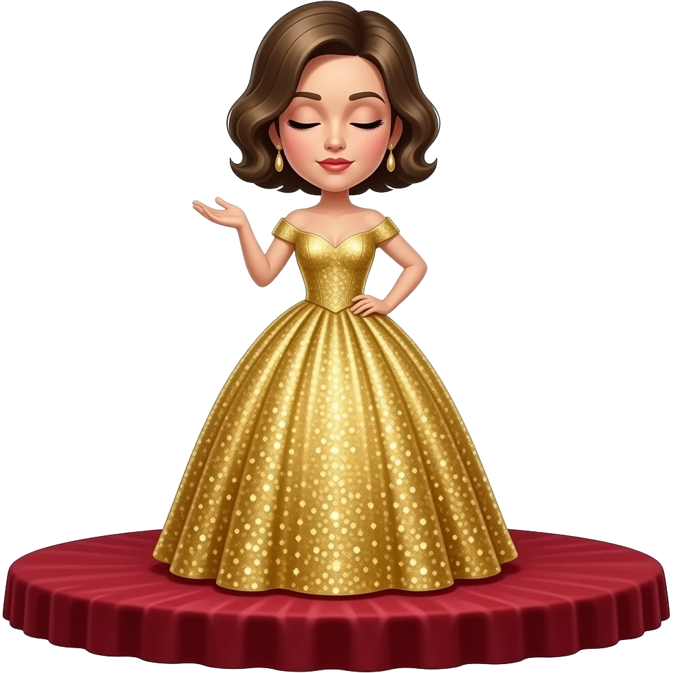 Diva with short dark blonde hair. Green eyes. Eyes closed. emoji