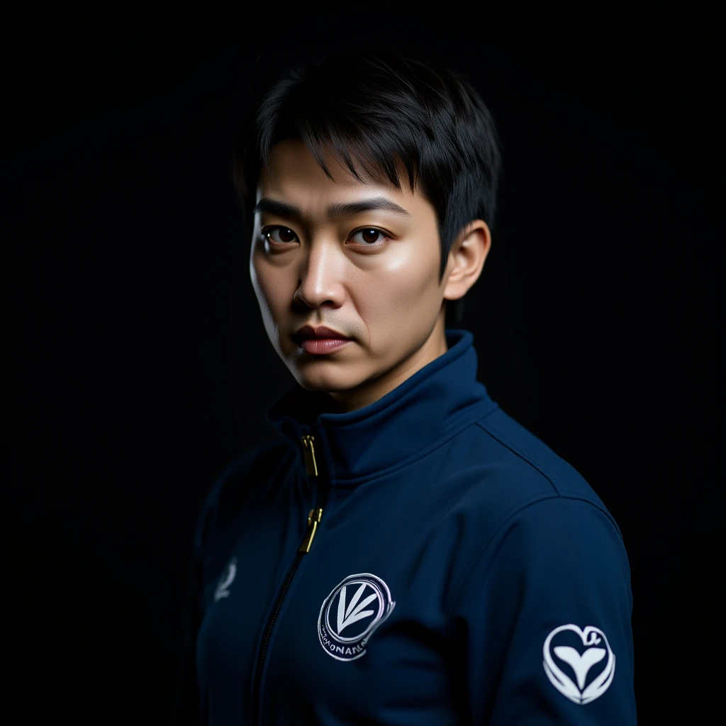 Hyun Ju character from Squid Game 3, realistic style, wearing a tracksuit, intense expression, short hair, dramatic lighting emoji