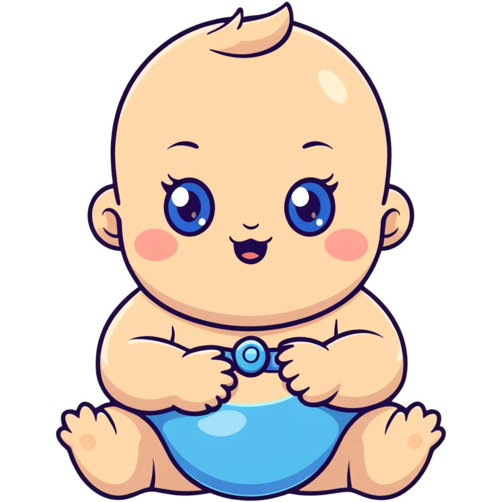 cute chubby-cheeked baby with sparkling blue eyes emoji