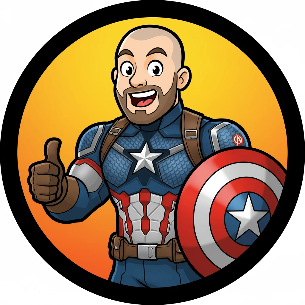 Convert this superhero picture of me into a cartoon emoji, keeping the costume details and muscular build, with a fun and expressive facial expression. Make it look bold, vibrant, and recognizable as an emoji icon. emoji