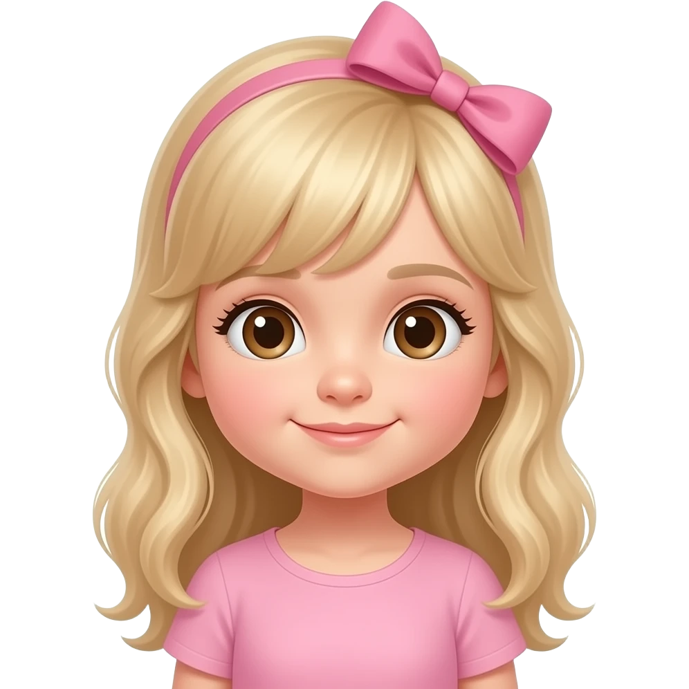 Stunning little 4 year old girl with light long blonde hair Brown eyes little pink bow on her hair emoji