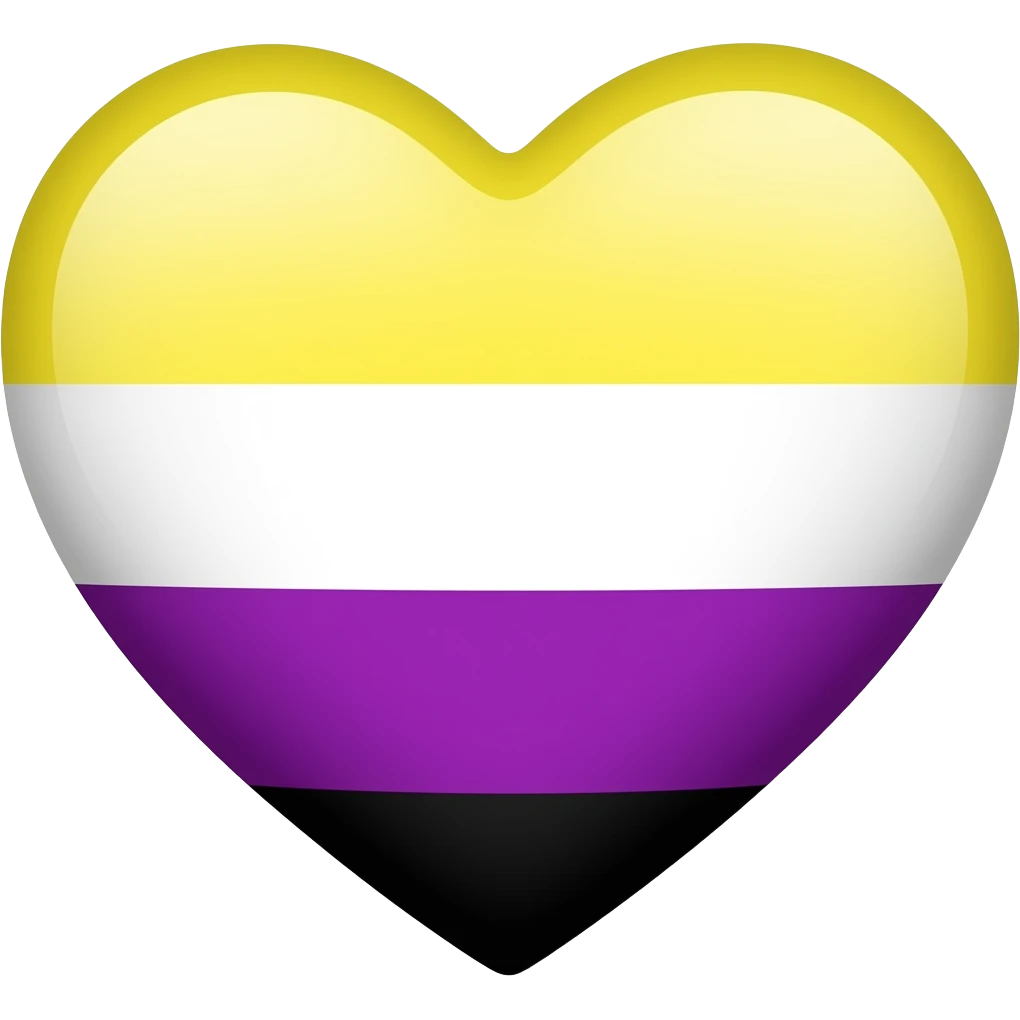 Nonbinary flag heart yellow, white, purple, black emoji