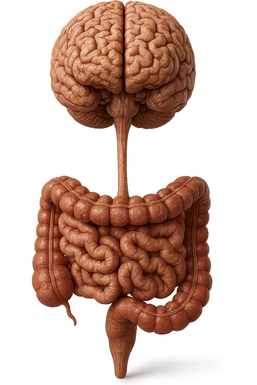 intestino e cervello sono collegati verticalmente, iperrealistico 4k emoji