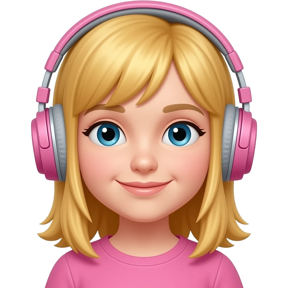 Autistic blond girl with headphones pink emoji