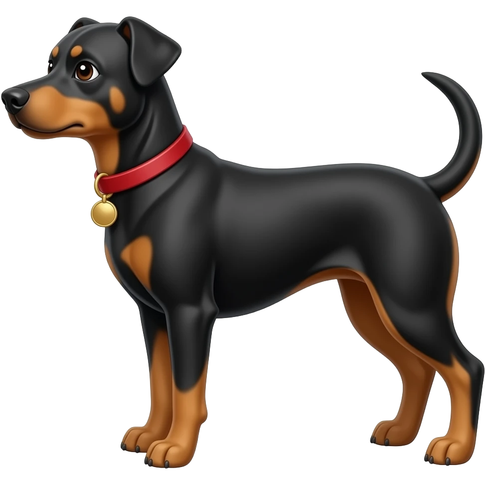 다리가 짧고 몸이 긴 검정강아지 emoji