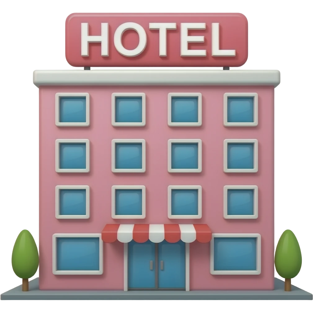 Pink Hotel Building Signboard HOTEL emoji