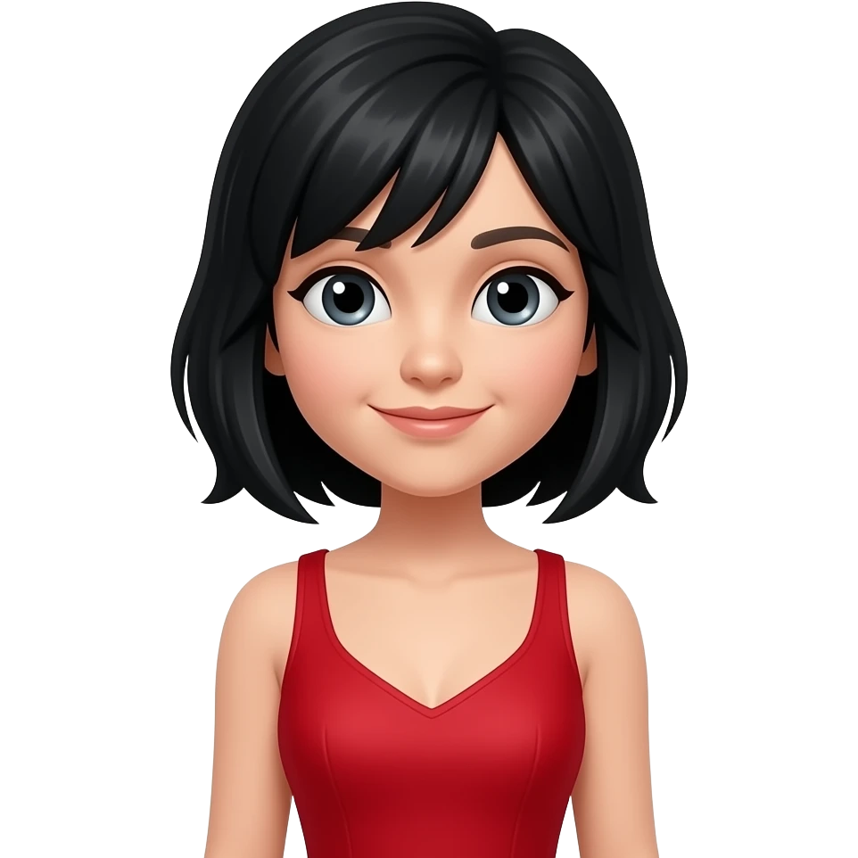 A character wearing a vibrant red dress, black hair. emoji