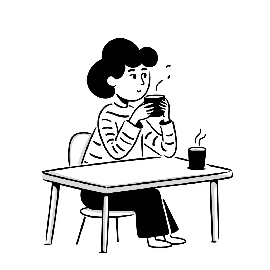 a girl with brown hair drinking matcha emoji