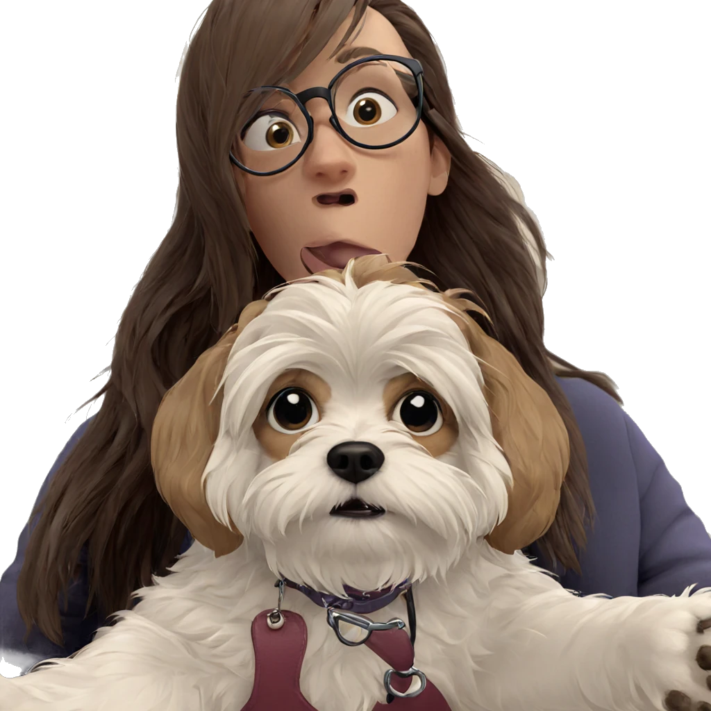 girl with dog and glasses emoji