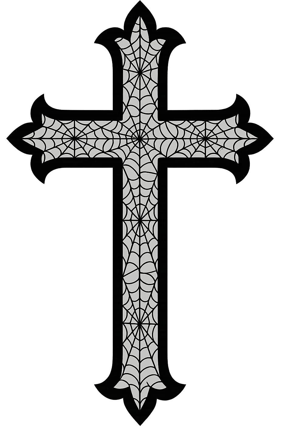 gothic style black cross with spiderwebs emoji