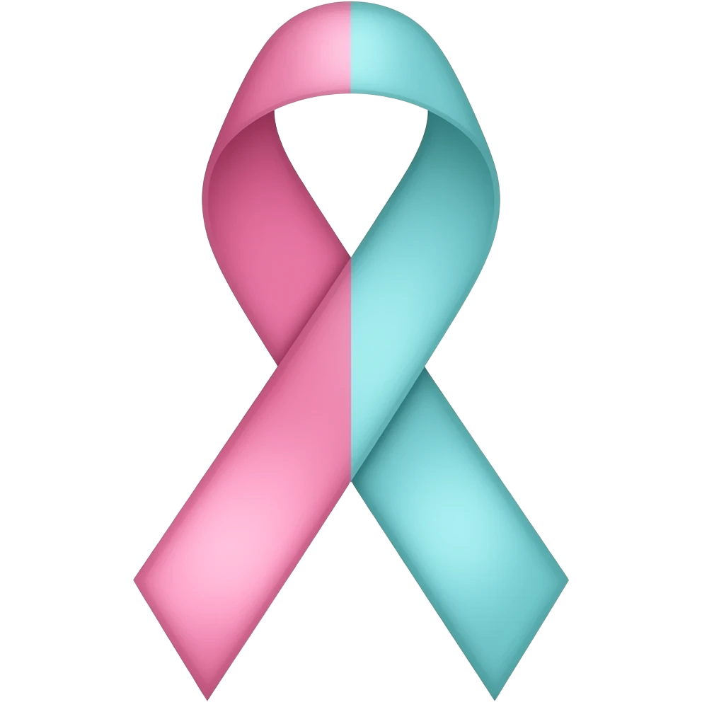 BRCA previvor RIBBON. It’s one ribbon. The left half is baby pink and the right strand that goes under  is light turquoise emoji