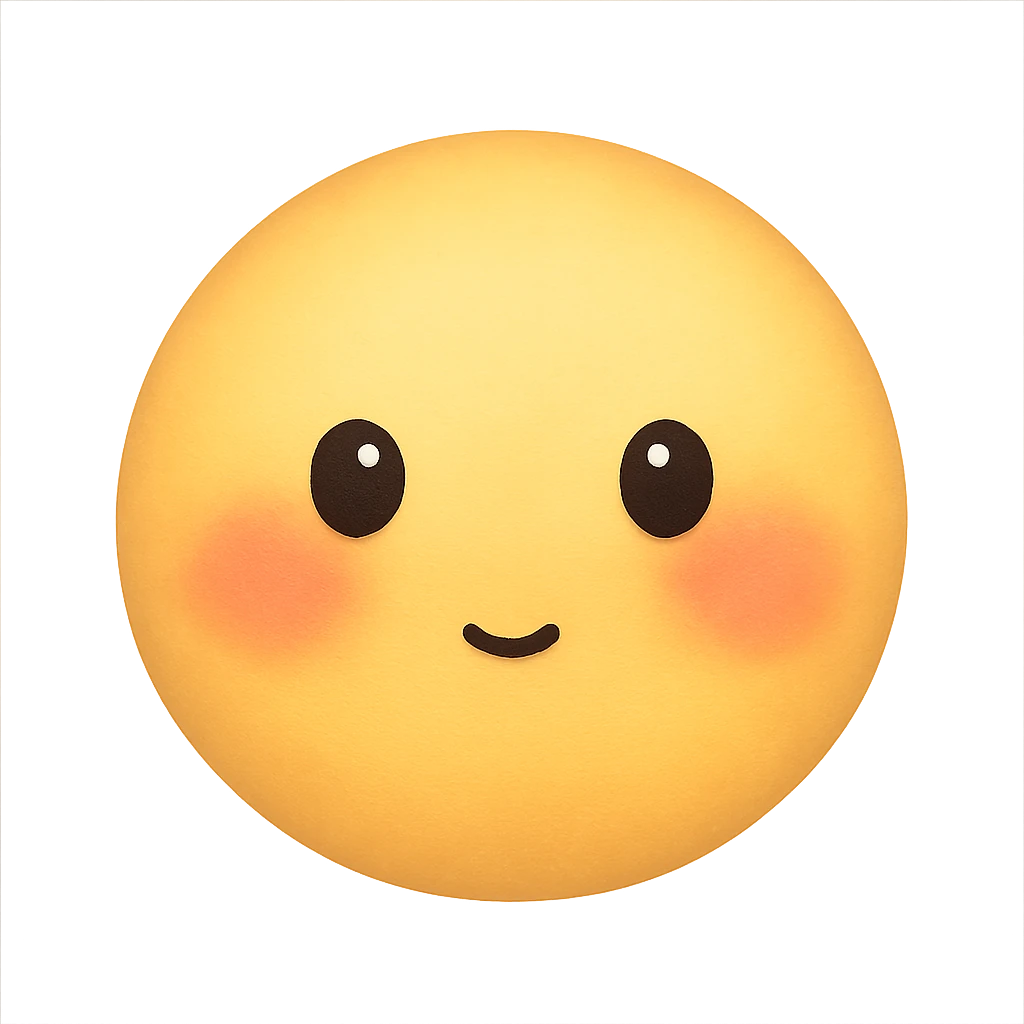 cute emoji, blushing cheeks, tiny mouth, soft expression emoji