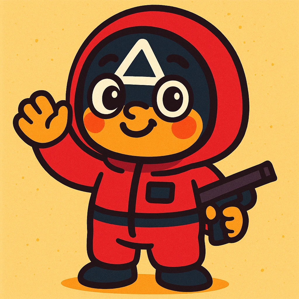 Squid Game series character, playful cartoon style emoji