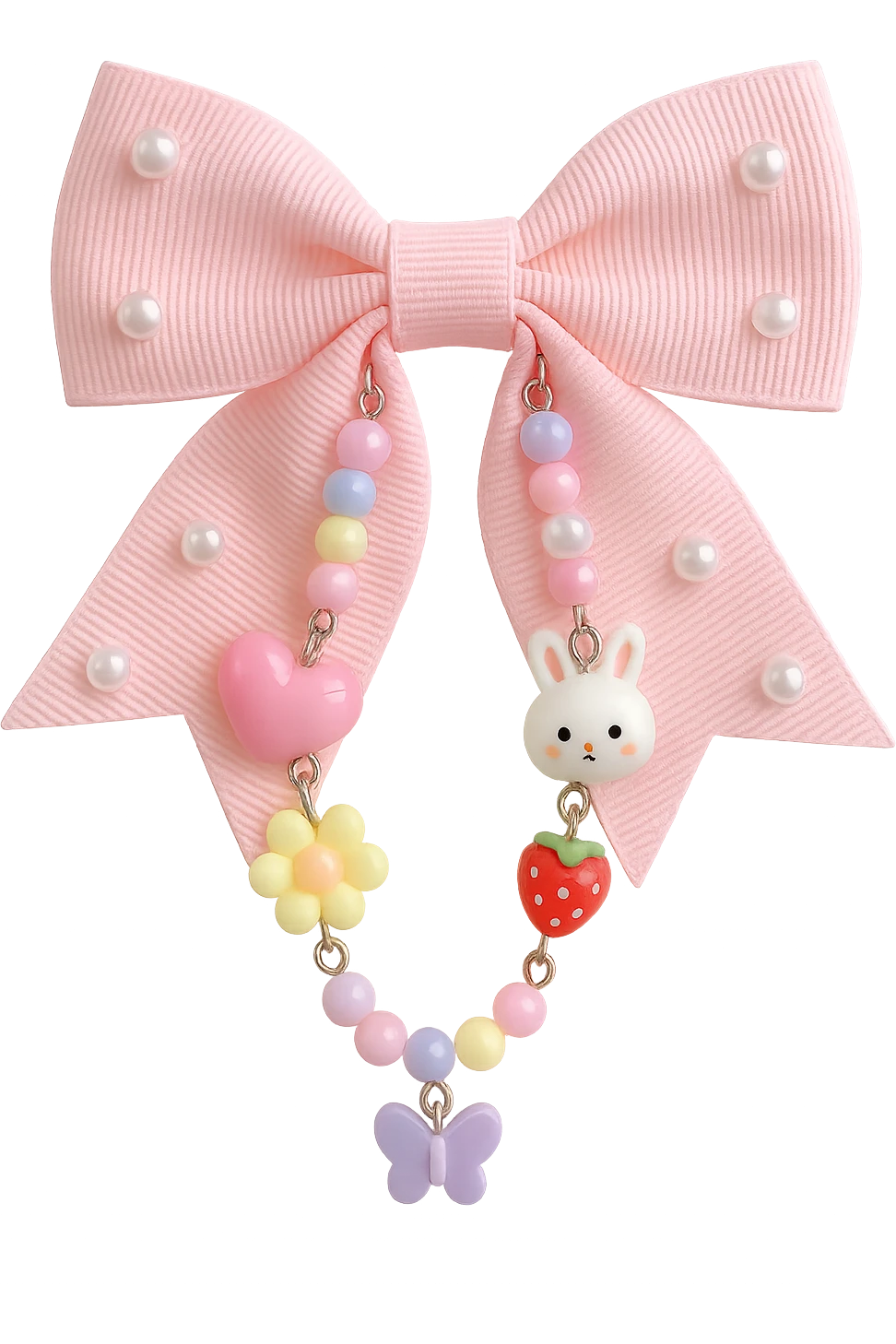 kpop bow with tiny charms and beads, cute and trendy, remove background emoji