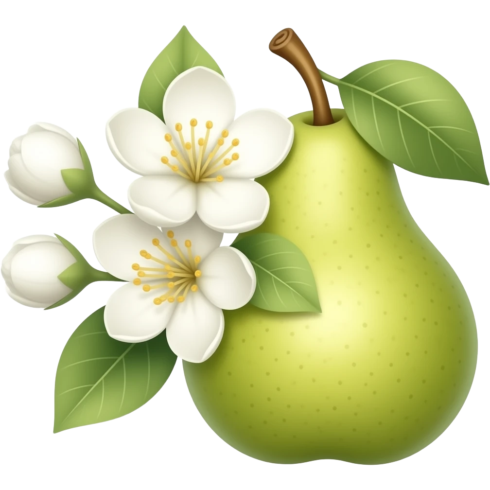 нарисуй цветы груши с лоском и объёмом emoji