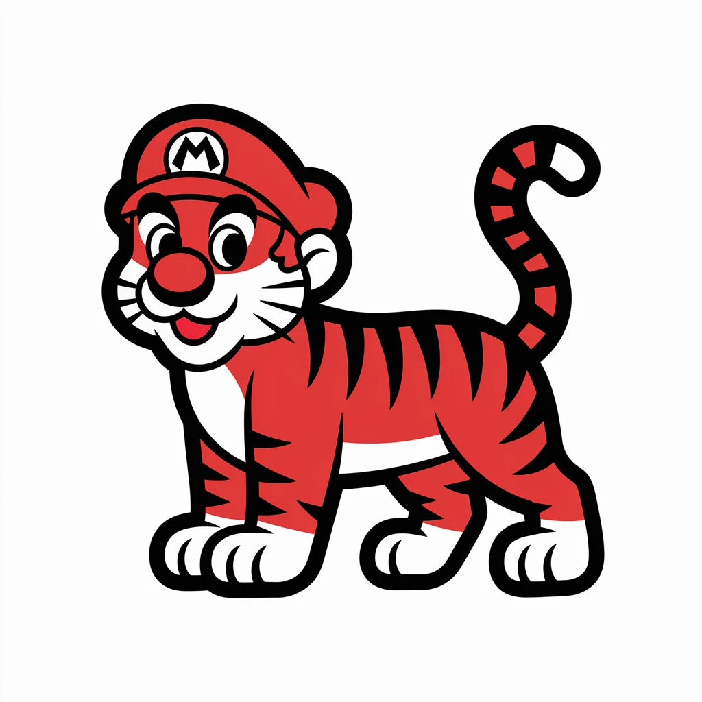 Tiger Mario icon black silhouette emoji