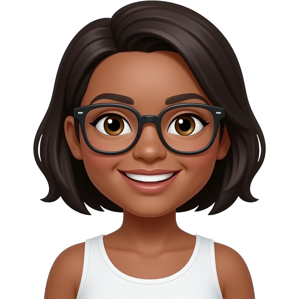 Curvy caribbean girl with glasses tank top chucks emoji