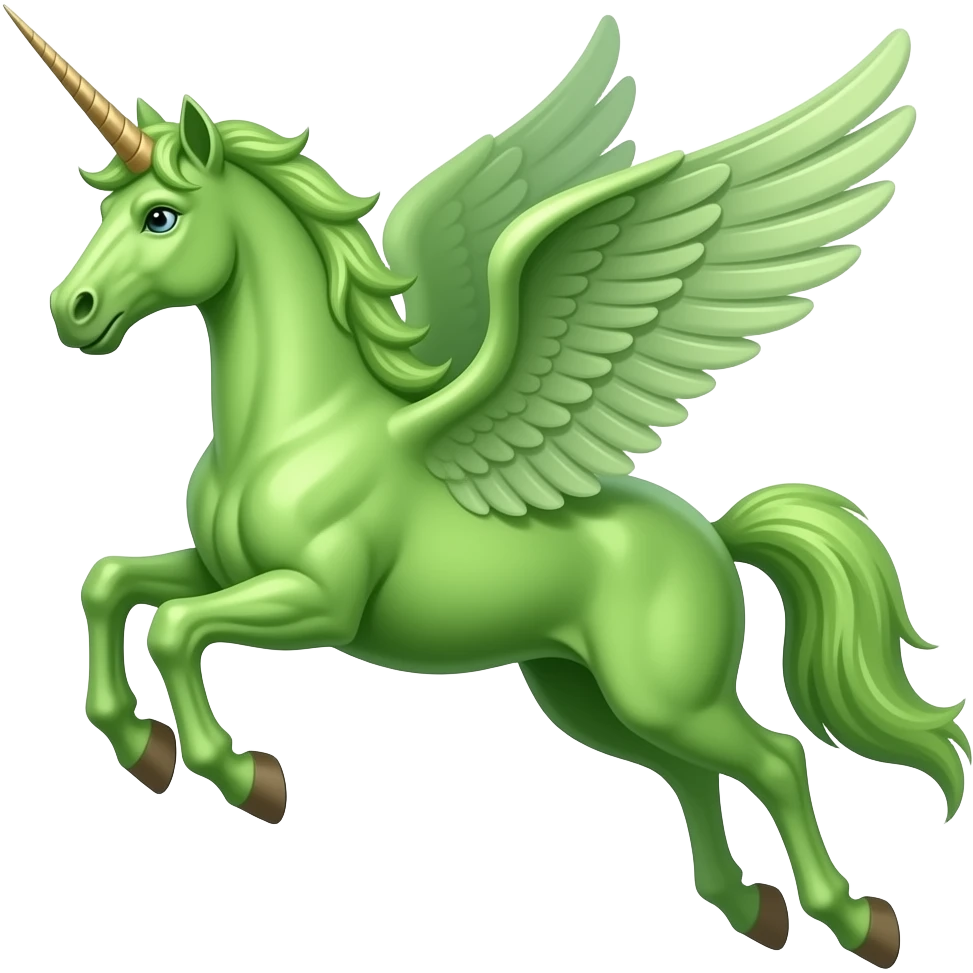 GREEN VERSION OF FLYING PEGASUS EMOJI WITHOUT UNICORN HORN emoji