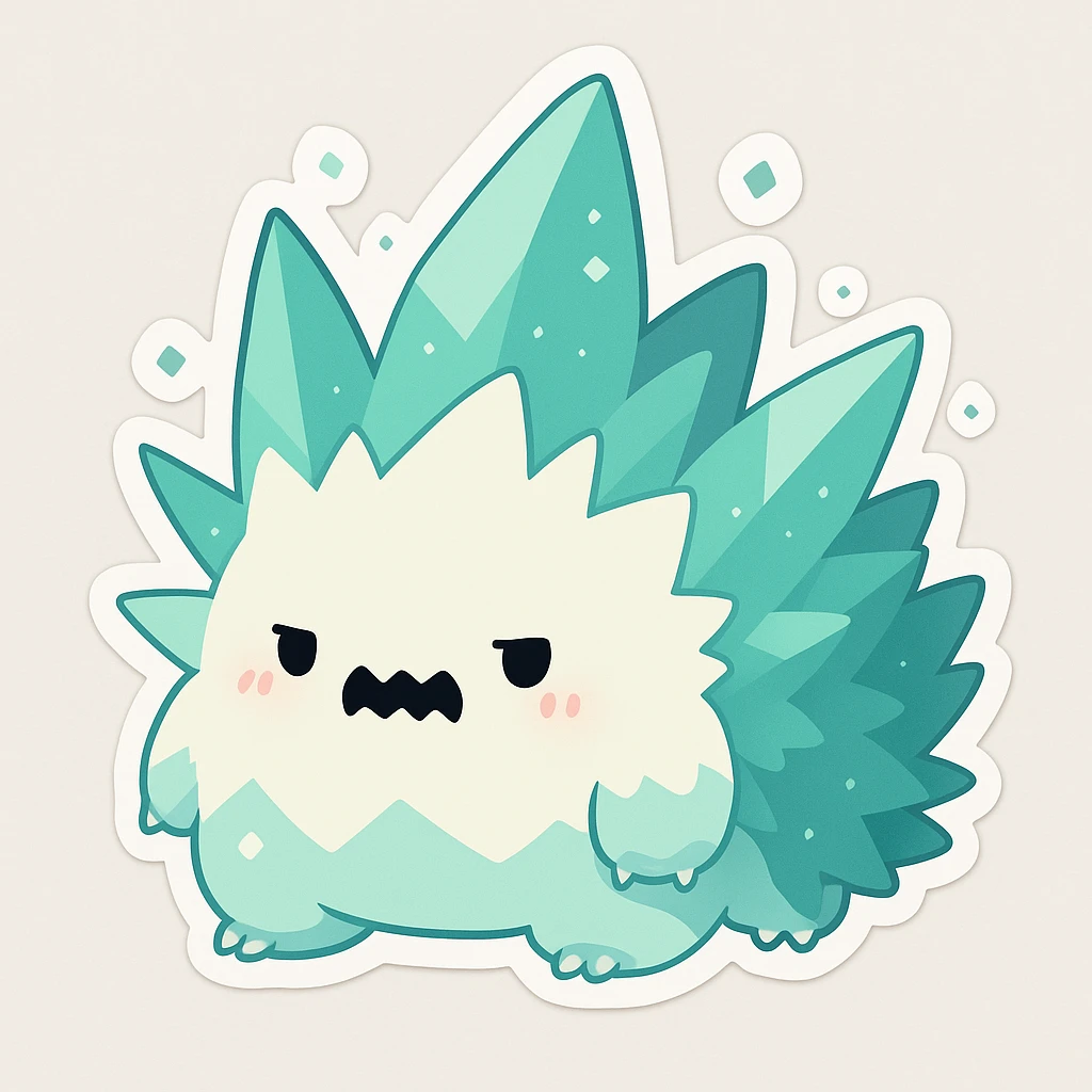 a grumpy ice monster emoji