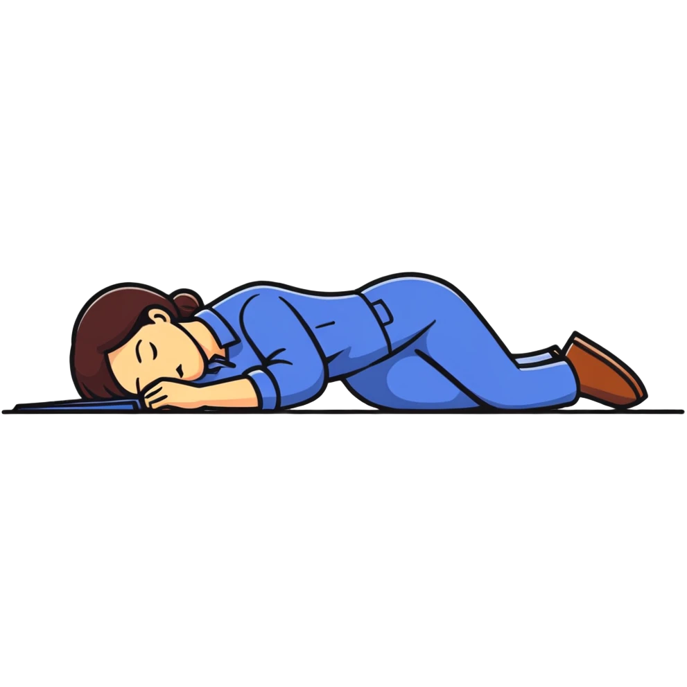 woman labour worker passed out on the floor emoji
