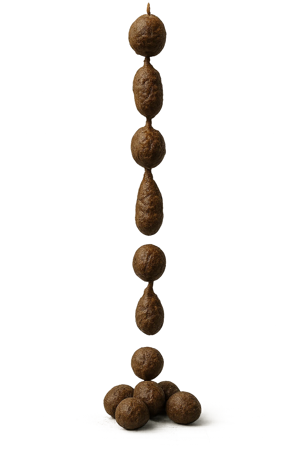 FECI DI ANIMALE A PALLINE UN PO' ALLUNGATE CADONO DALL'ALTO VERTICALMENTE, IPERREALISTICO 4K emoji