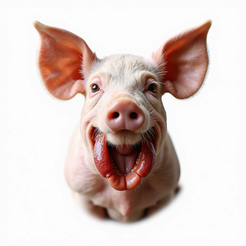 Pig thyroid gland, anatomical view, isolated on white background, hyperrealistic 4K, three-quarter view, clear anatomical details emoji