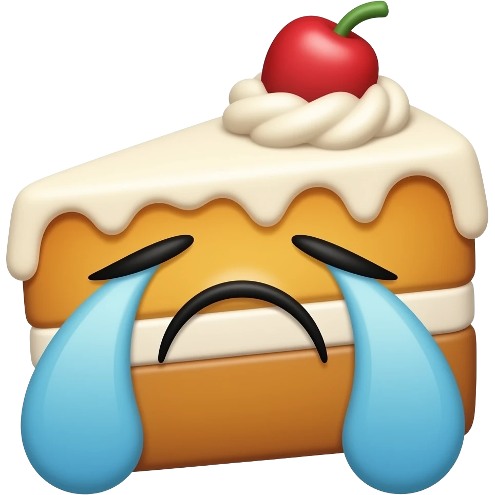 Crying old cake emoji