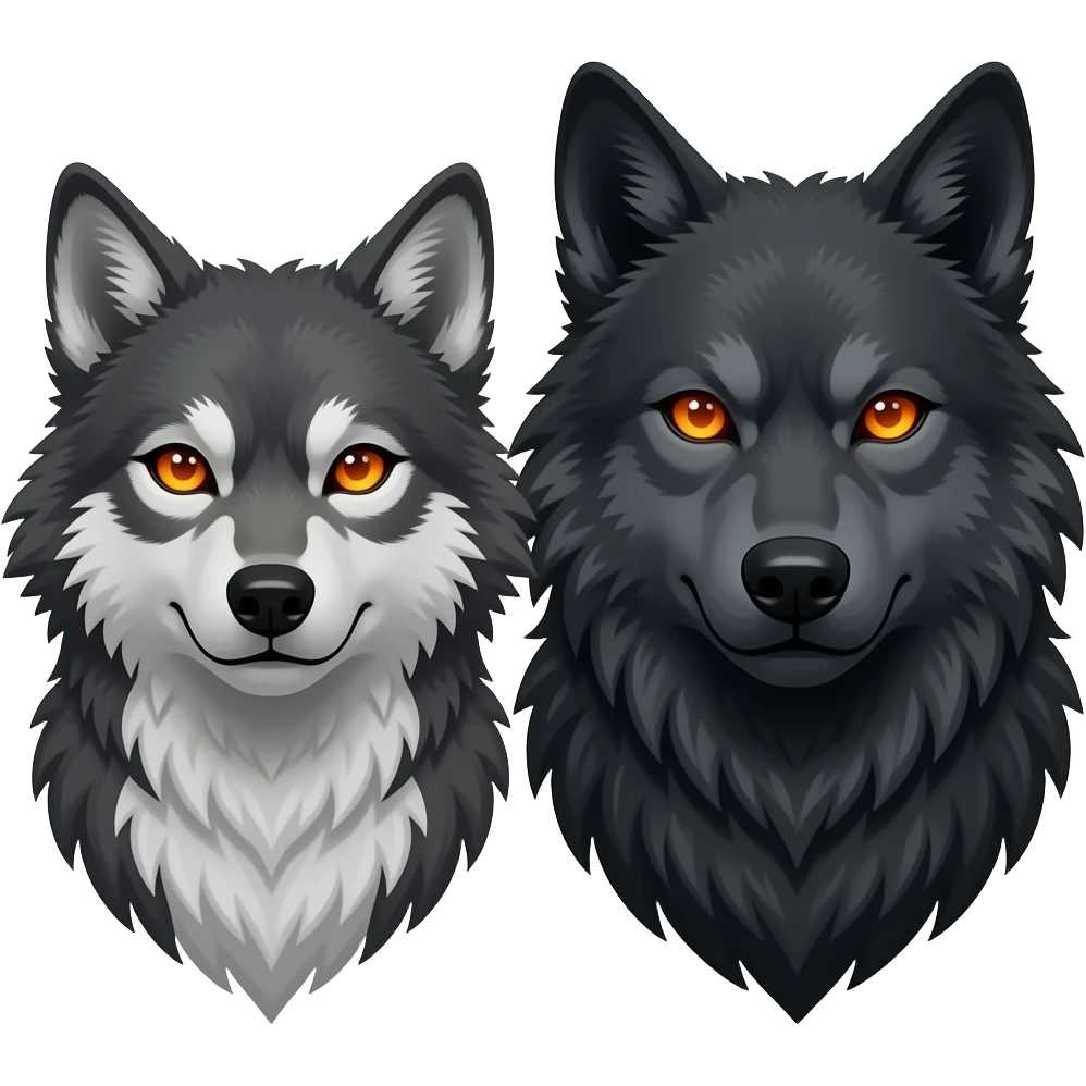 Female and male werewolves with glowing orange eyes emoji