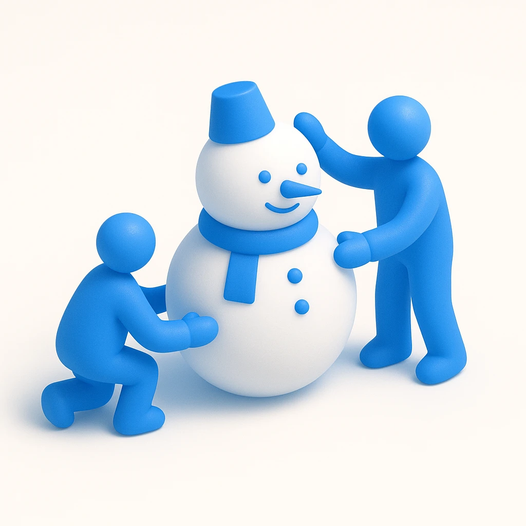 people making a snowman emoji